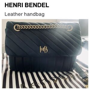 HENRI BENDEL Blue Quilted 712 Convertible With Antique Gold Hardware & Dust Bag